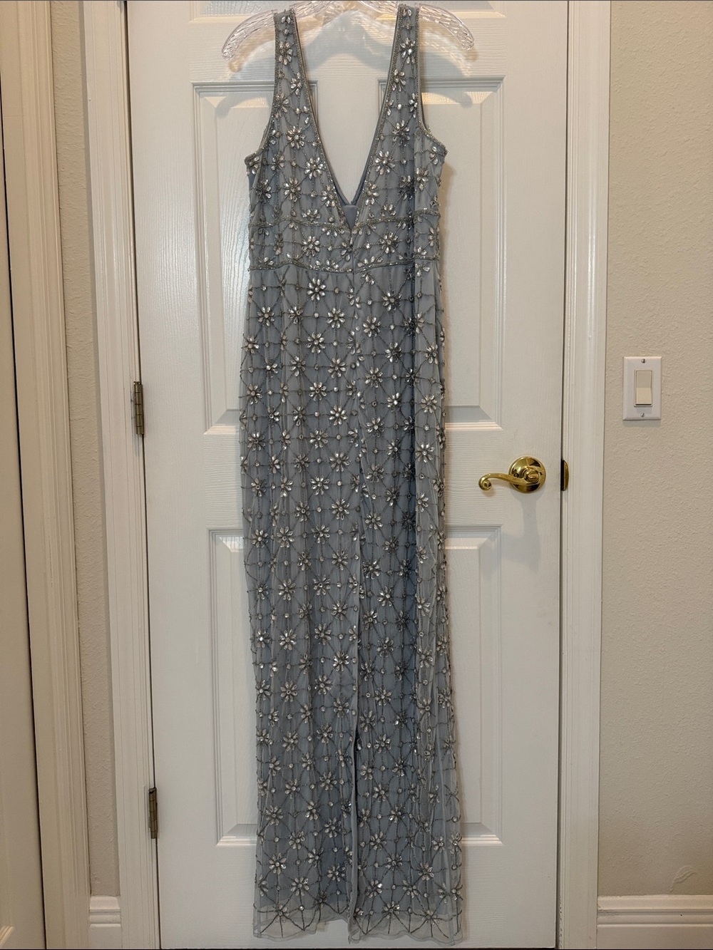 Mac Duggal A93744 Blue Embellished Sleeveless V Neck Gown Size 12 NWT - Picture 7 of 12